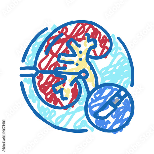kidney transplant surgery icon doodle illustration
