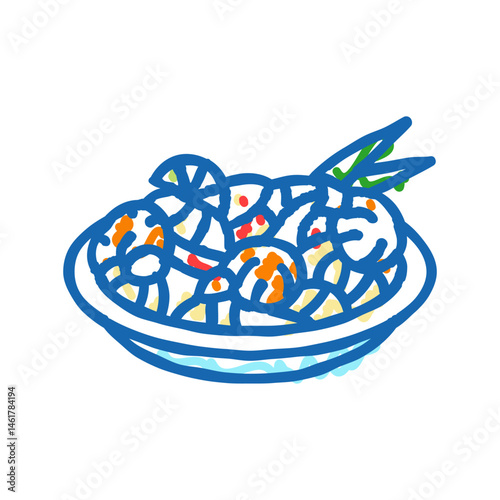 pad thai cuisine icon doodle illustration