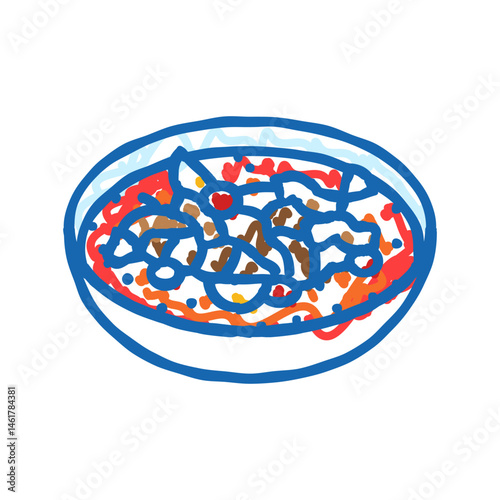 red curry thai cuisine icon doodle illustration