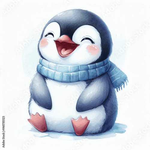 Aquatic Amusement penguin laughing happily isolated watercolor vector illustration svg