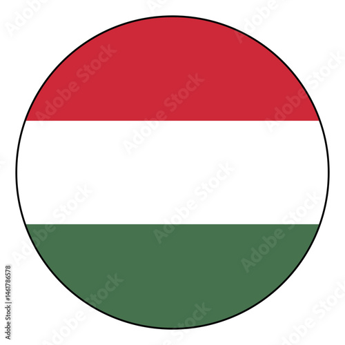 Flag of Hungary. Black edge. Hungary circle flag logo icon computer vector illustration design.