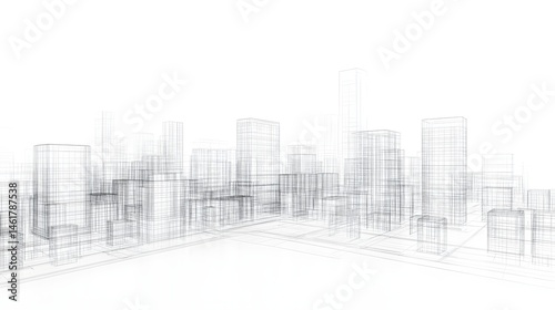 Abstract city architectural wireframe design.