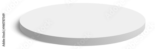 White 3d cylinder casting a shadow on white background, perfect for showcasing products, adding depth to designs, or representing abstract concepts