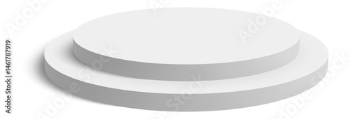 White round podium displaying products casting shadow on white background is perfect for showcasing new products or winners in competitions