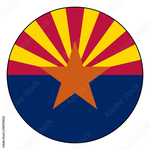 Flag of Arizona. Black edge. Arizona circle flag logo icon computer vector illustration design.