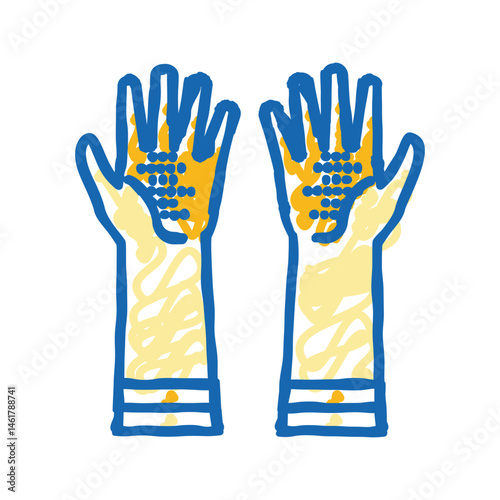 chemical resistant gloves icon doodle illustration