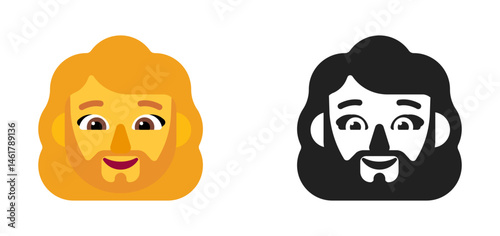 Person with Beard Emoji (Long Orange/Blonde Hair, Light Skin Tone)
