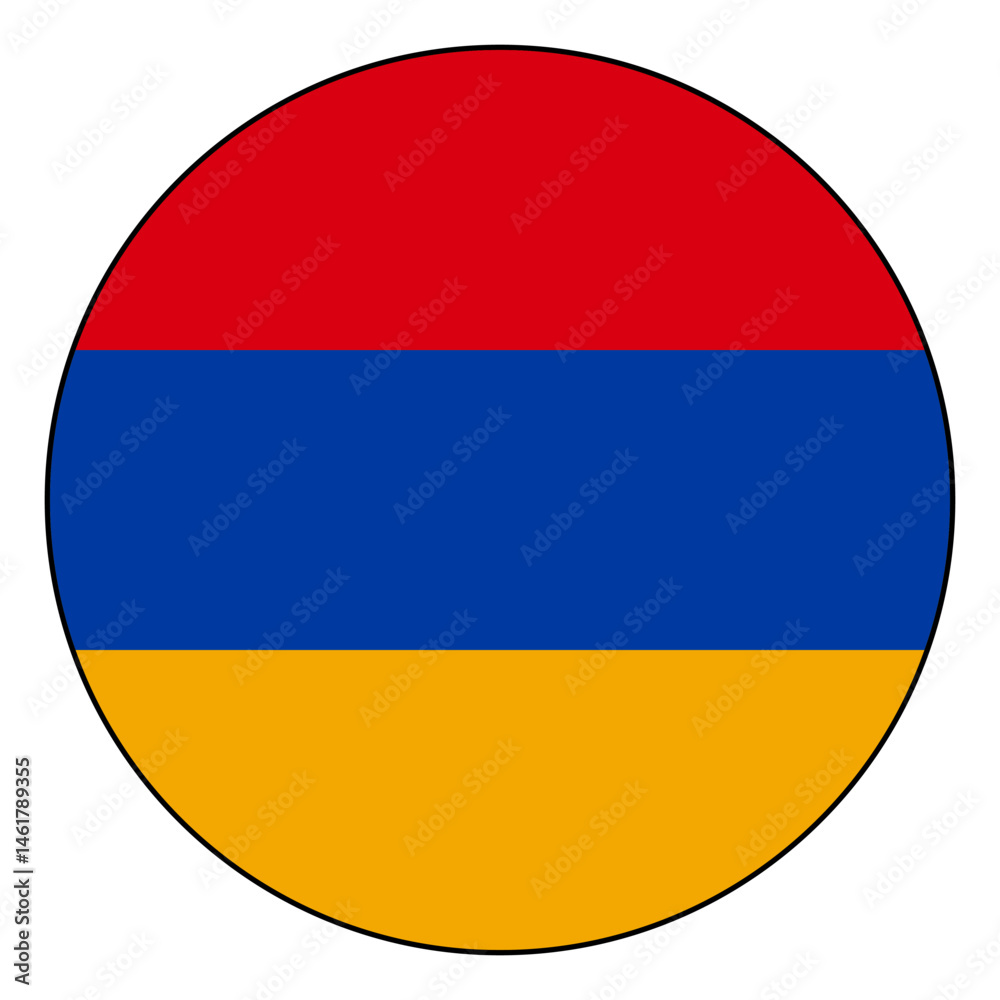 Naklejka premium Flag of Armenia. Black edge. Armenia circle flag logo icon computer vector illustration design.