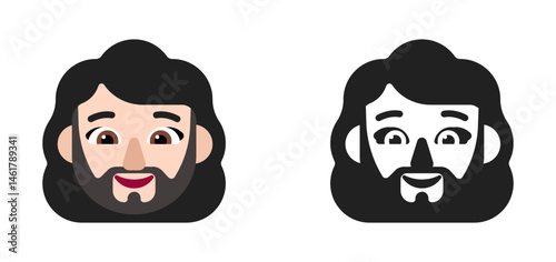 Person with Beard Emoji (Long Dark Hair, Light Skin Tone)
