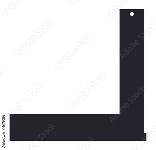 Minimalist vector illustration of a try square, a woodworking tool used for marking and checking 90 degree angles, symbolizing precision, accuracy, and craftsmanship in various fields