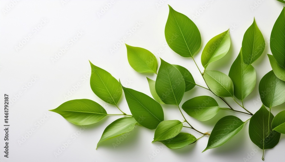 Naklejka premium fresh green foliage on white background for spring themes