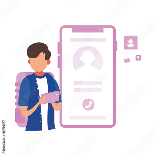 Mobile user Vector illustration which can easily modify or edit