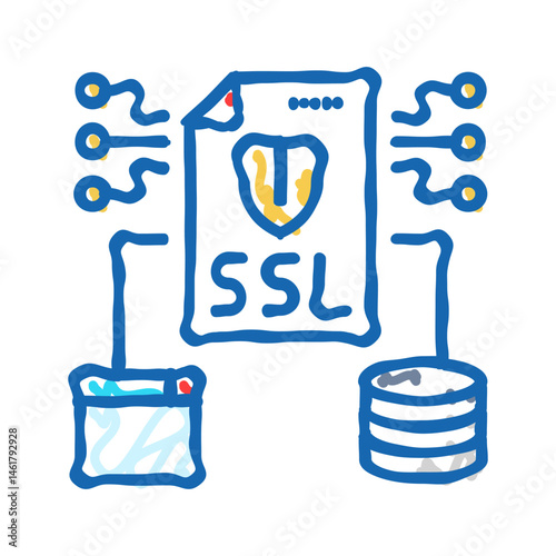 ssl secure sockets layer seo icon doodle illustration