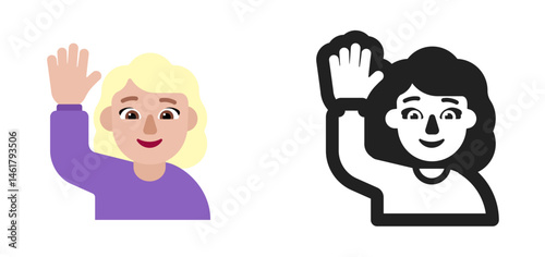 Person Raising Hand Emoji (Blonde Hair)
