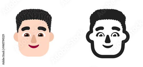 Person's Face Emoji (Short Dark Hair, Light Skin Tone)
