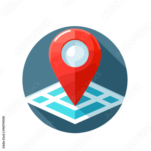Vector location pin icon on map representing navigation and travel 
