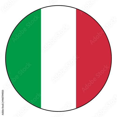 Flag of Italy. Black edge. Italy circle flag logo icon computer vector illustration design.