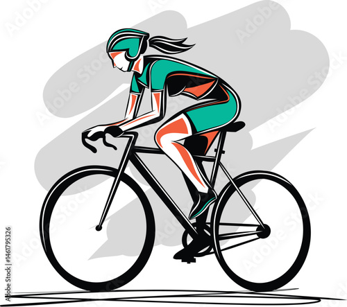 Dynamic Cyclist Illustration