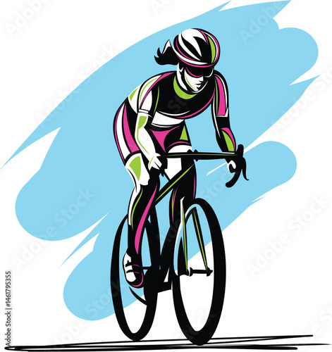 Dynamic Cyclist Illustration