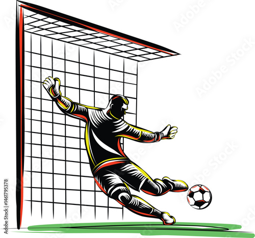 Soccer Goalkeeper Blocking Shot
