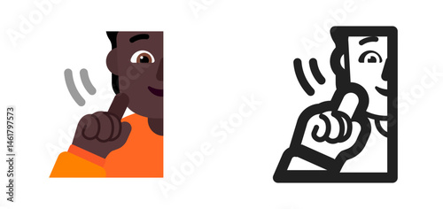 Person Tapping Cheek Emoji (Very Dark Skin Tone, Orange Shirt)
