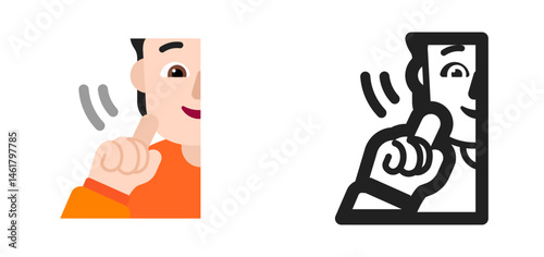 Person Tapping Cheek Emoji (Orange Shirt)
