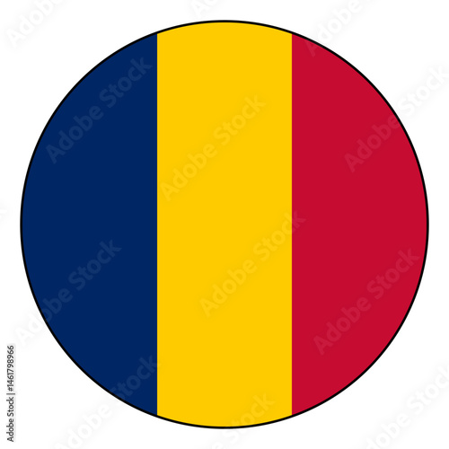 Free Download Flag of Chad. Black edge. Chad circle flag logo icon computer vector illustration design. - GFXLoad