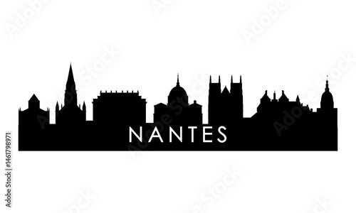 Nantes skyline silhouette. Black Nantes city design isolated on white background. 
