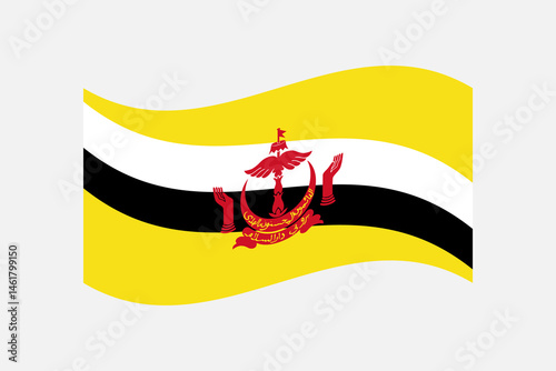 Flag of Brunei. Brunei wavy flag digital vector illustration.