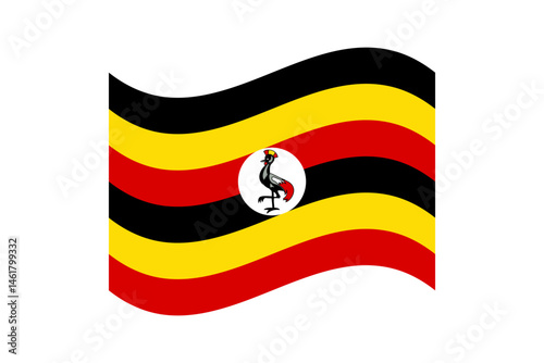 Flag of Uganda. Uganda wavy flag digital vector illustration.