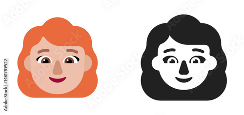 Woman's Face Emoji (Orange Hair, Light Skin Tone)
