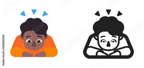 Person Bowing Deeply Emoji (Dark Skin Tone, Orange Shirt)
