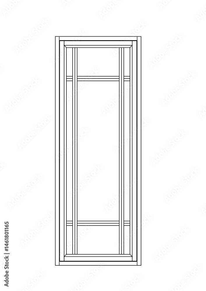 Front view window vector with black outline Front view window vector with black outline
