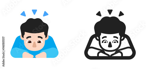 Person Bowing Deeply Emoji (Dark Hair, Blue Shirt)
