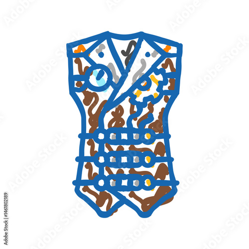 waistcoat steampunk vintage icon doodle illustration