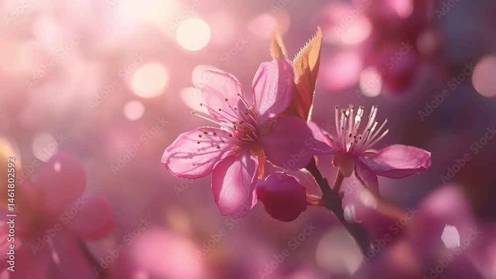 cherry blossom flower with bokeh light footage