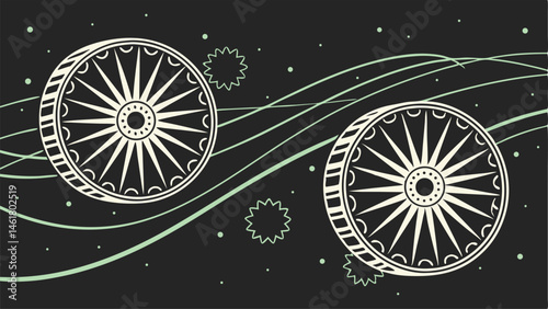 Ashoka chakra design vector illustration indian symbol dharma wheel buddhism art background graphic 100