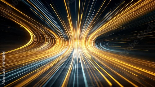 Wallpaper Mural Abstract tunnel with golden and blue light streaks, radiating outwards Torontodigital.ca