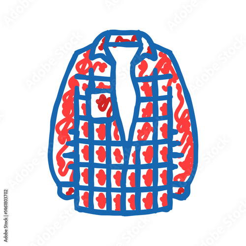 plaid shirt streetwear cloth fashion icon doodle illustration