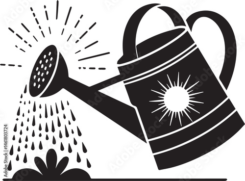 vector silhouette of watering can illustration