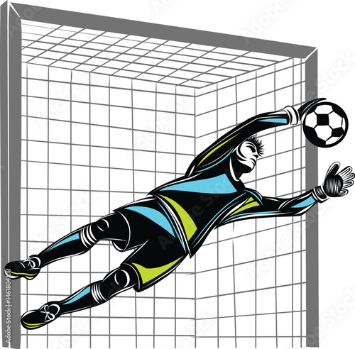 Soccer Goalkeeper Blocking Shot