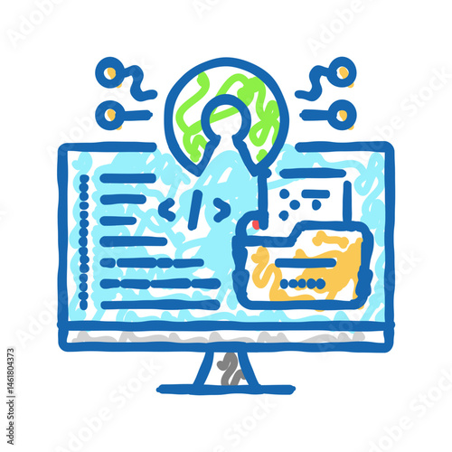 open source tech enthusiast icon doodle illustration