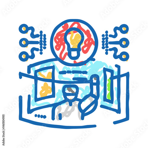 digital explorer tech enthusiast icon doodle illustration