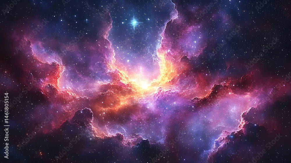 Fototapeta premium Celestial nebulae display of vibrant cosmic colors.