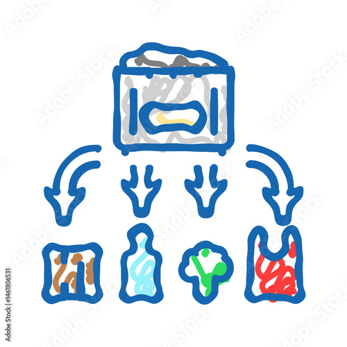 waste management waste sorting icon doodle illustration
