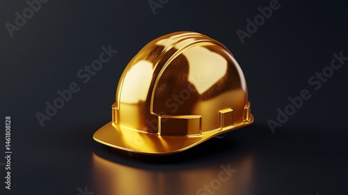 gold hardhat on black