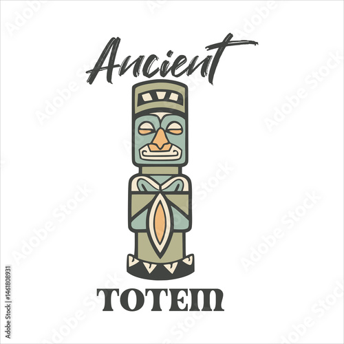 Summer Tiki Mask Totem Illustration, Ancient Totem 