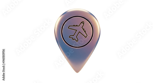 Isolated Airplane Location Pin Icon for Travel