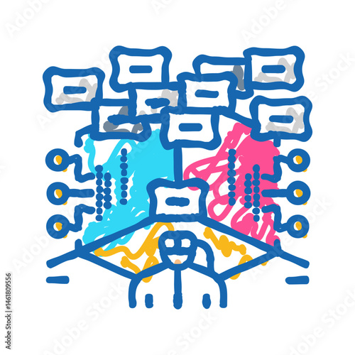virtual hacking spaces icon doodle illustration