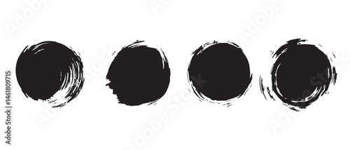 Black Ink Circles Grunge Texture Background
